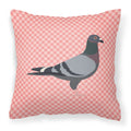 Racing Pigeon Pink Check Decorative Throw Pillow 18x18 Indoor Outdoor Accent Cushion, Fabric Cover with Insert for Sofa, Bed, Porch & Living Room