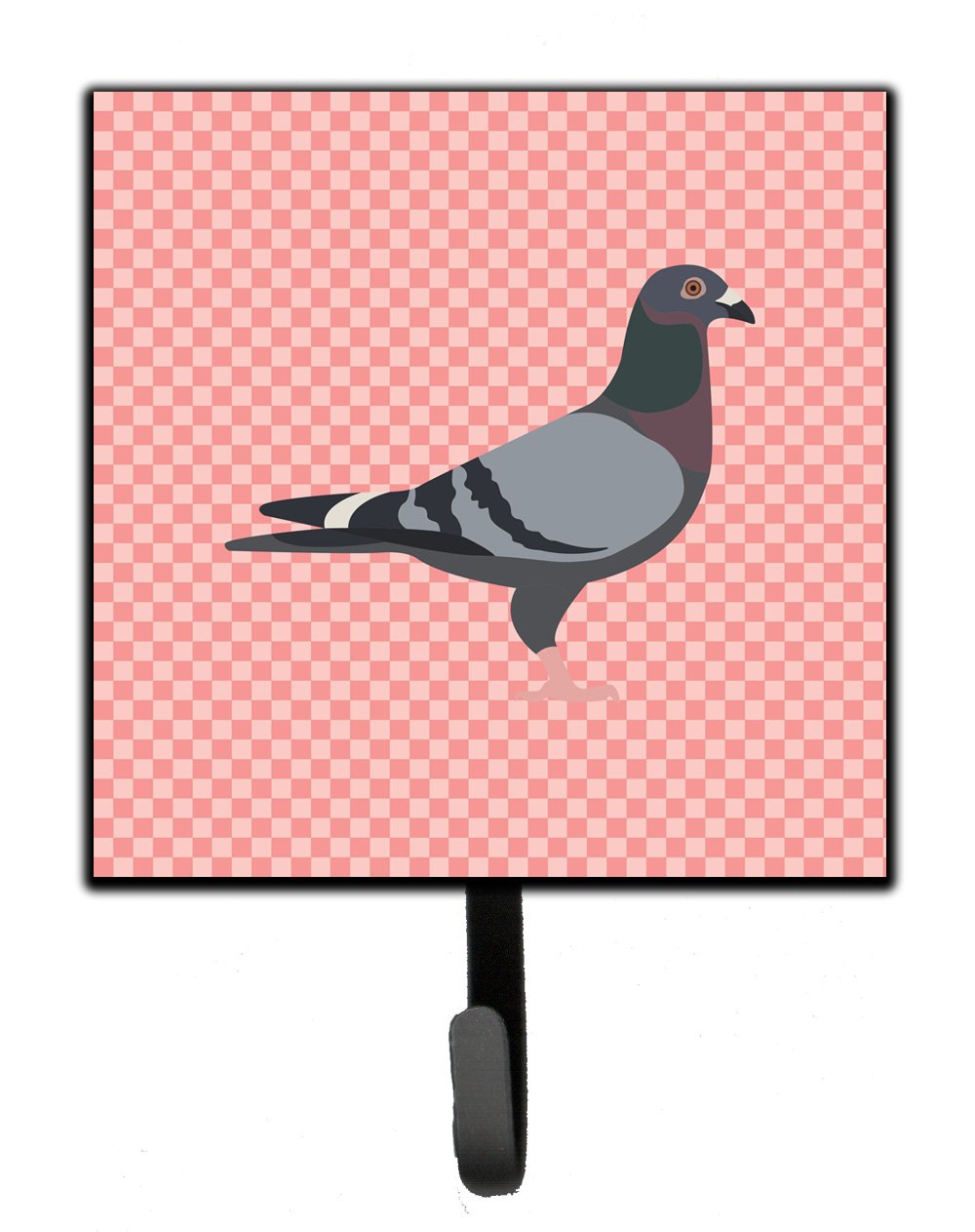 Racing Pigeon Pink Check Leash or Key Holder Wall Hooks, Key Hooks Holder, Coat Rack Wall Mount, Coat Hooks, Hooks for Hanging Keys, Towels, Aprons, Leashes