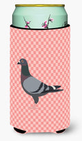 Racing Pigeon Pink Check Tall Boy Hugger Can Cooler Sleeve Machine Washable Drink Collapsible Insulator Beverage Insulated Holder