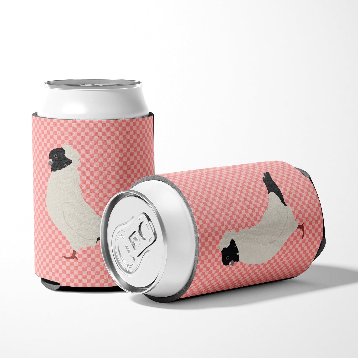 Nun Pigeon Pink Check Can or Bottle Hugger Cooler Sleeve for Standard 12 oz Cans, Insulated Foam Beer & Soda Can Hugger Reusable