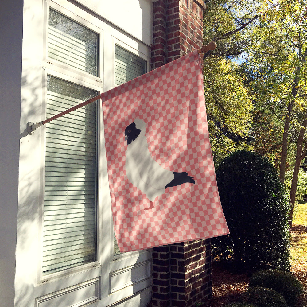 Nun Pigeon Pink Check House Flag 28x40 Porch Sleeve Pole Decorative Outside Yard Banner Artwork Wall Hanging, Polyester