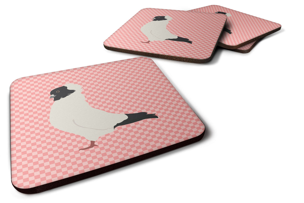 Nun Pigeon Pink Check Foam Coasters Set of 4 Cup Coasters for Indoor Outdoor, Tabletop Protection, Anti Slip, Mouse pad Material