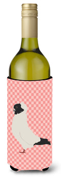 Nun Pigeon Pink Check Wine Bottle Hugger Gift Sleeve for Standard 750 ml Bottles, Insulated Reusable Also Fits Mini Shot & Pint Bottles