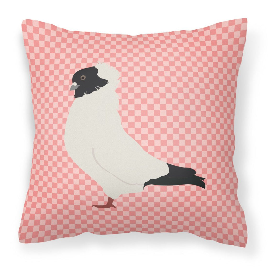 Nun Pigeon Pink Check Decorative Throw Pillow 18x18 Indoor Outdoor Accent Cushion, Fabric Cover with Insert for Sofa, Bed, Porch & Living Room