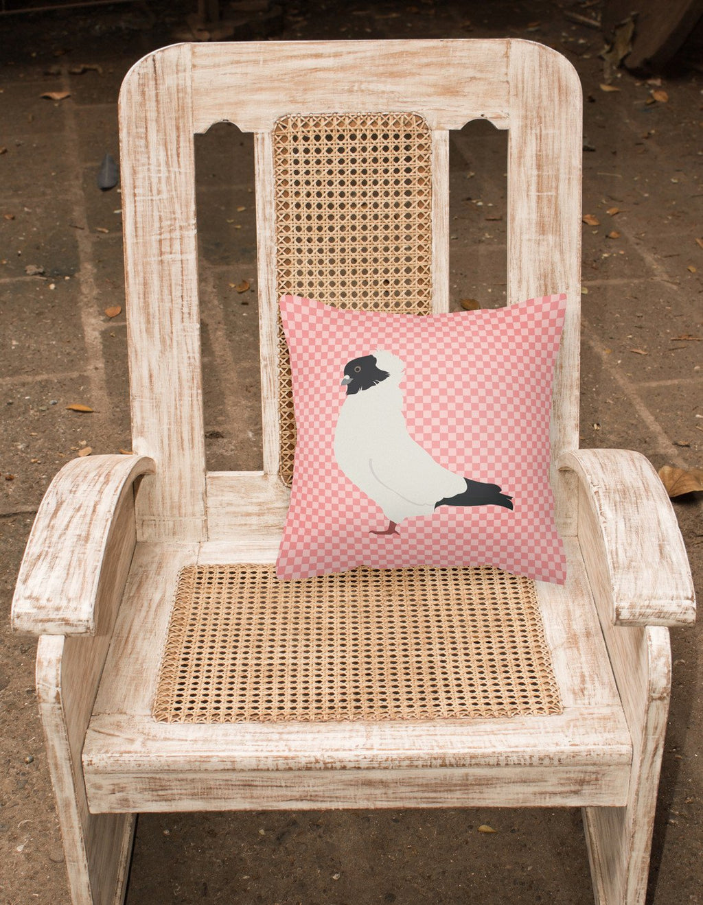 Nun Pigeon Pink Check Decorative Throw Pillow 18x18 Indoor Outdoor Accent Cushion, Fabric Cover with Insert for Sofa, Bed, Porch & Living Room