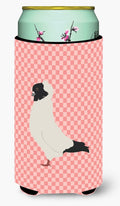 Nun Pigeon Pink Check Tall Boy Hugger Can Cooler Sleeve Machine Washable Drink Collapsible Insulator Beverage Insulated Holder