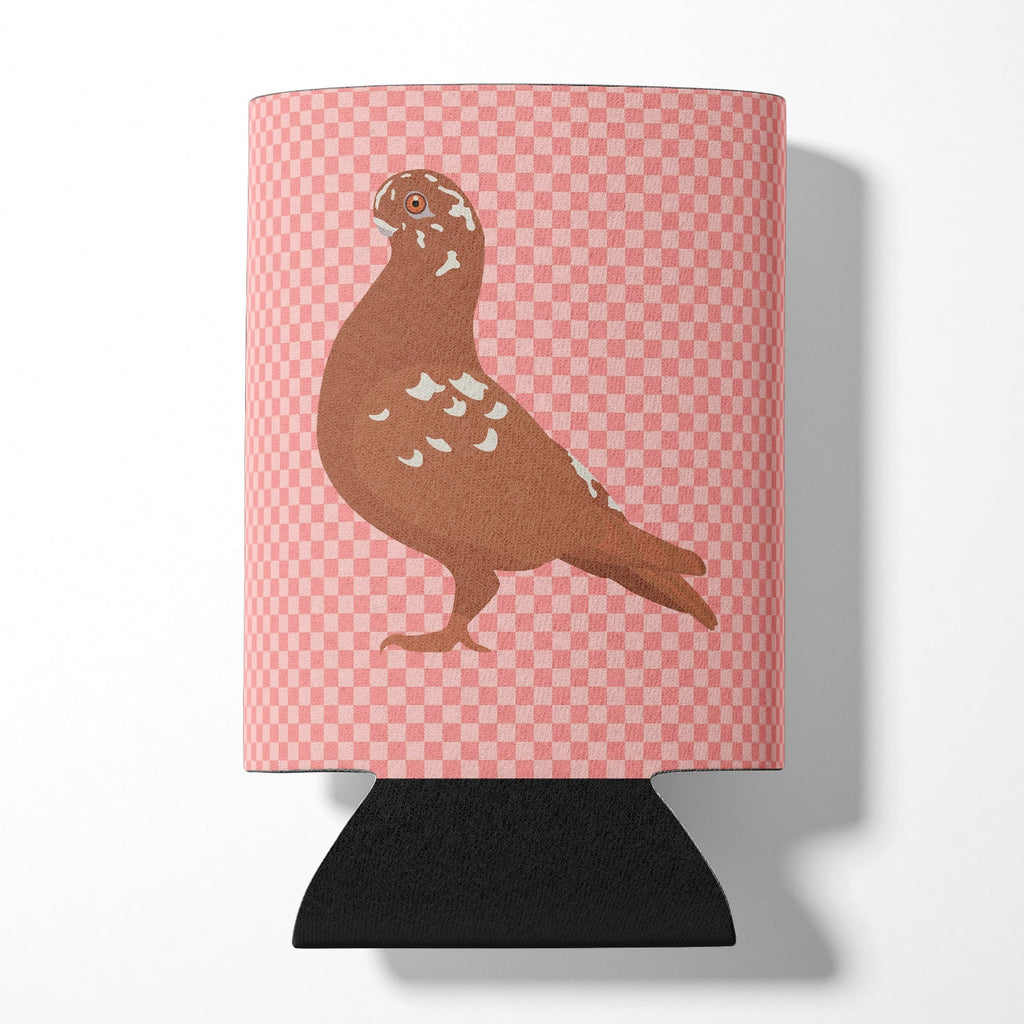 African Owl Pigeon Pink Check Can or Bottle Hugger Cooler Sleeve for Standard 12 oz Cans, Insulated Foam Beer & Soda Can Hugger Reusable