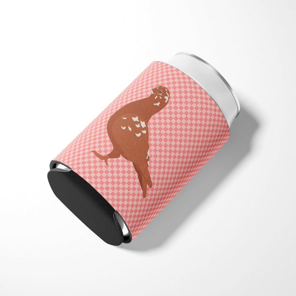 African Owl Pigeon Pink Check Can or Bottle Hugger Cooler Sleeve for Standard 12 oz Cans, Insulated Foam Beer & Soda Can Hugger Reusable