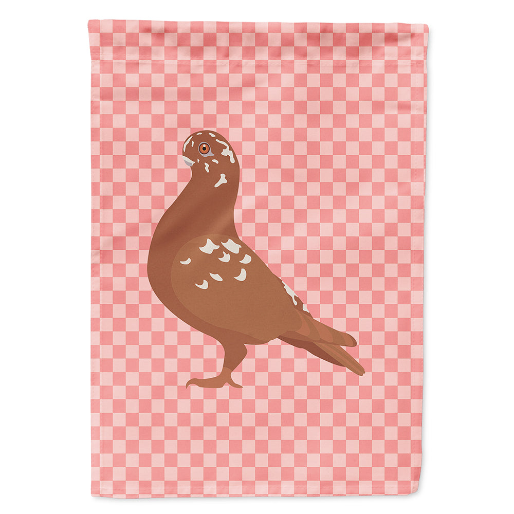 African Owl Pigeon Pink Check House Flag 28x40 Porch Sleeve Pole Decorative Outside Yard Banner Artwork Wall Hanging, Polyester