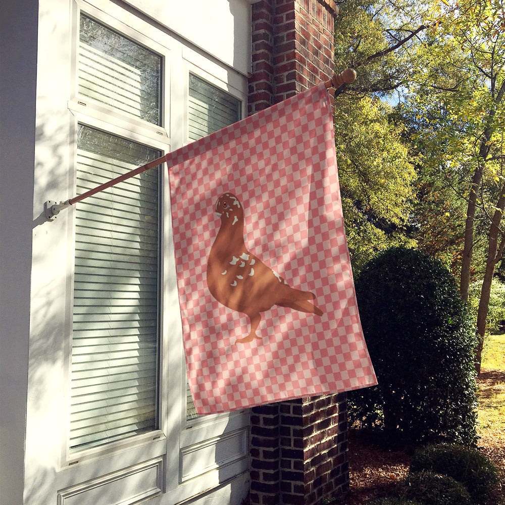 African Owl Pigeon Pink Check House Flag 28x40 Porch Sleeve Pole Decorative Outside Yard Banner Artwork Wall Hanging, Polyester