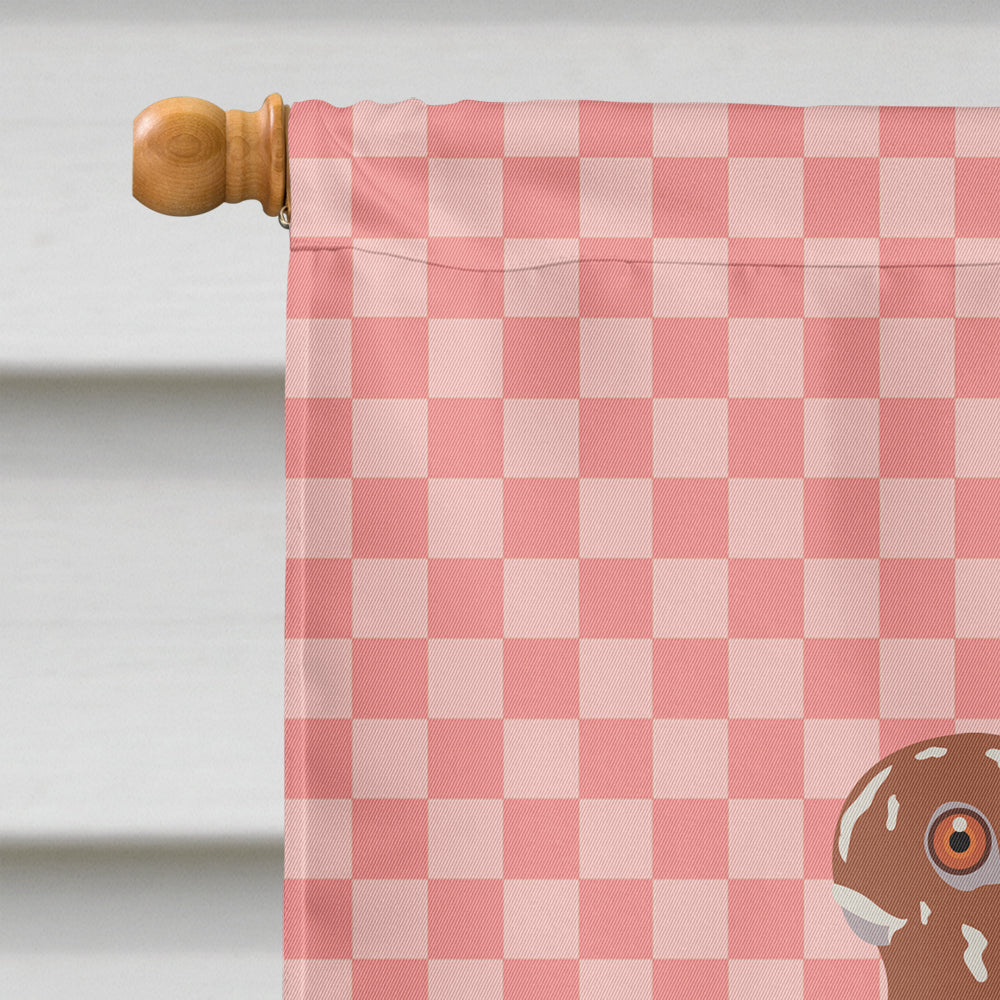 African Owl Pigeon Pink Check House Flag 28x40 Porch Sleeve Pole Decorative Outside Yard Banner Artwork Wall Hanging, Polyester