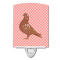 African Owl Pigeon Pink Check Ceramic Night Light Compact, UL-Certified, Ideal for Bedroom, Bathroom, Nursery, Hallway, Kitchen, 6x4x3, Multicolor