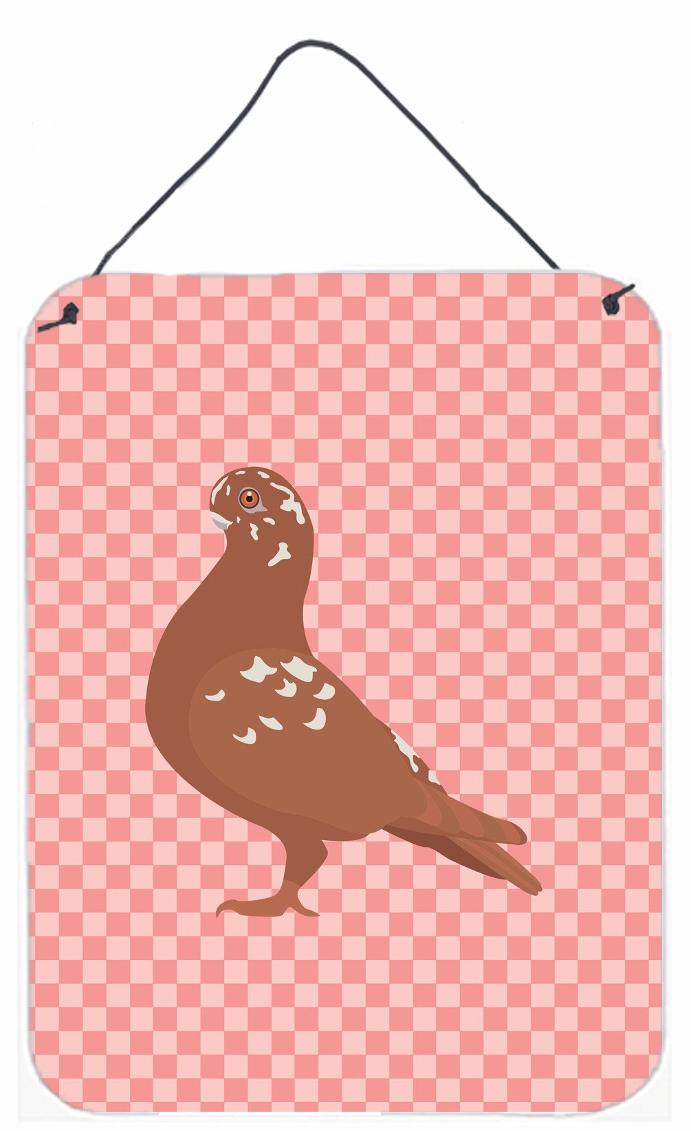 African Owl Pigeon Pink Check Wall or Door Hanging Prints Aluminum Metal Sign Kitchen Wall Bar Bathroom Plaque Home Decor Front Door Plaque, 12x16, Multicolor