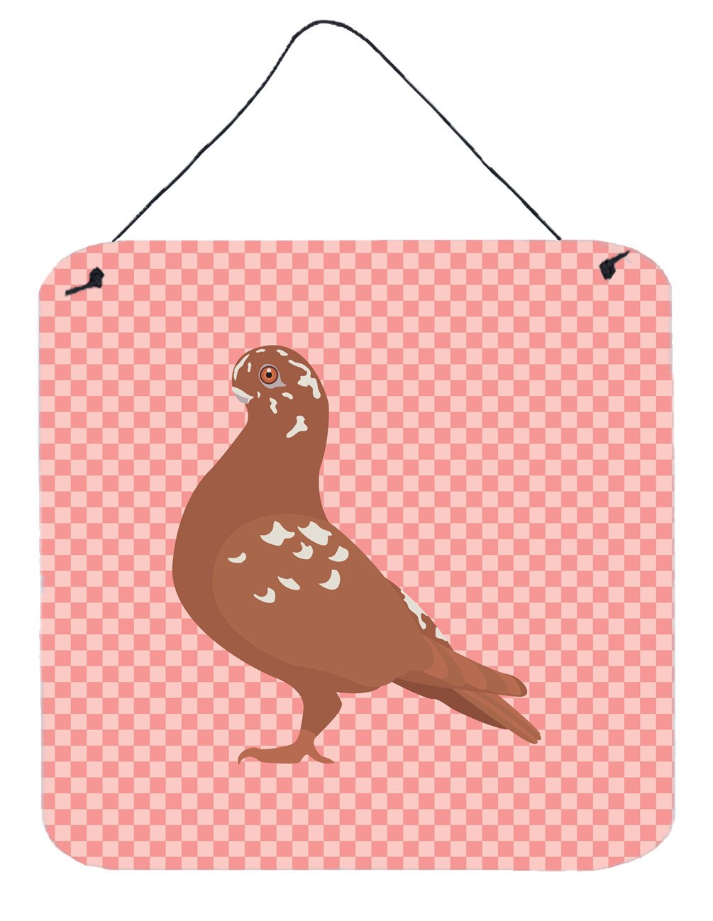 African Owl Pigeon Pink Check Wall or Door Hanging Prints Aluminum Metal Sign Kitchen Wall Bar Bathroom Plaque Home Decor, 6x6, Multicolor
