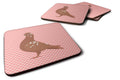African Owl Pigeon Pink Check Foam Coasters Set of 4 Cup Coasters for Indoor Outdoor, Tabletop Protection, Anti Slip, Mouse pad Material