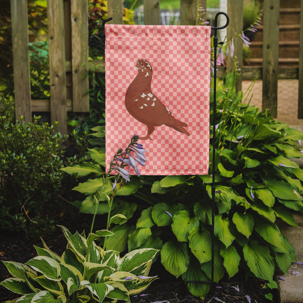 African Owl Pigeon Pink Check Garden Flag Mailbox Decorative Yard Banner Outside Patio Artwork for Flower Beds, Garden Size, Multicolor
