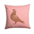 African Owl Pigeon Pink Check Decorative Throw Pillow 14x14 Indoor Outdoor Accent Cushion, Fabric Cover with Insert for Sofa, Bed, Porch & Living Room