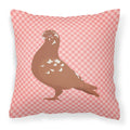 African Owl Pigeon Pink Check Decorative Throw Pillow 18x18 Indoor Outdoor Accent Cushion, Fabric Cover with Insert for Sofa, Bed, Porch & Living Room