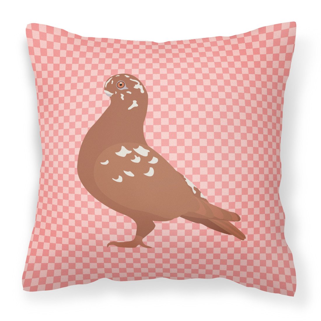 African Owl Pigeon Pink Check Decorative Throw Pillow 18x18 Indoor Outdoor Accent Cushion, Fabric Cover with Insert for Sofa, Bed, Porch & Living Room