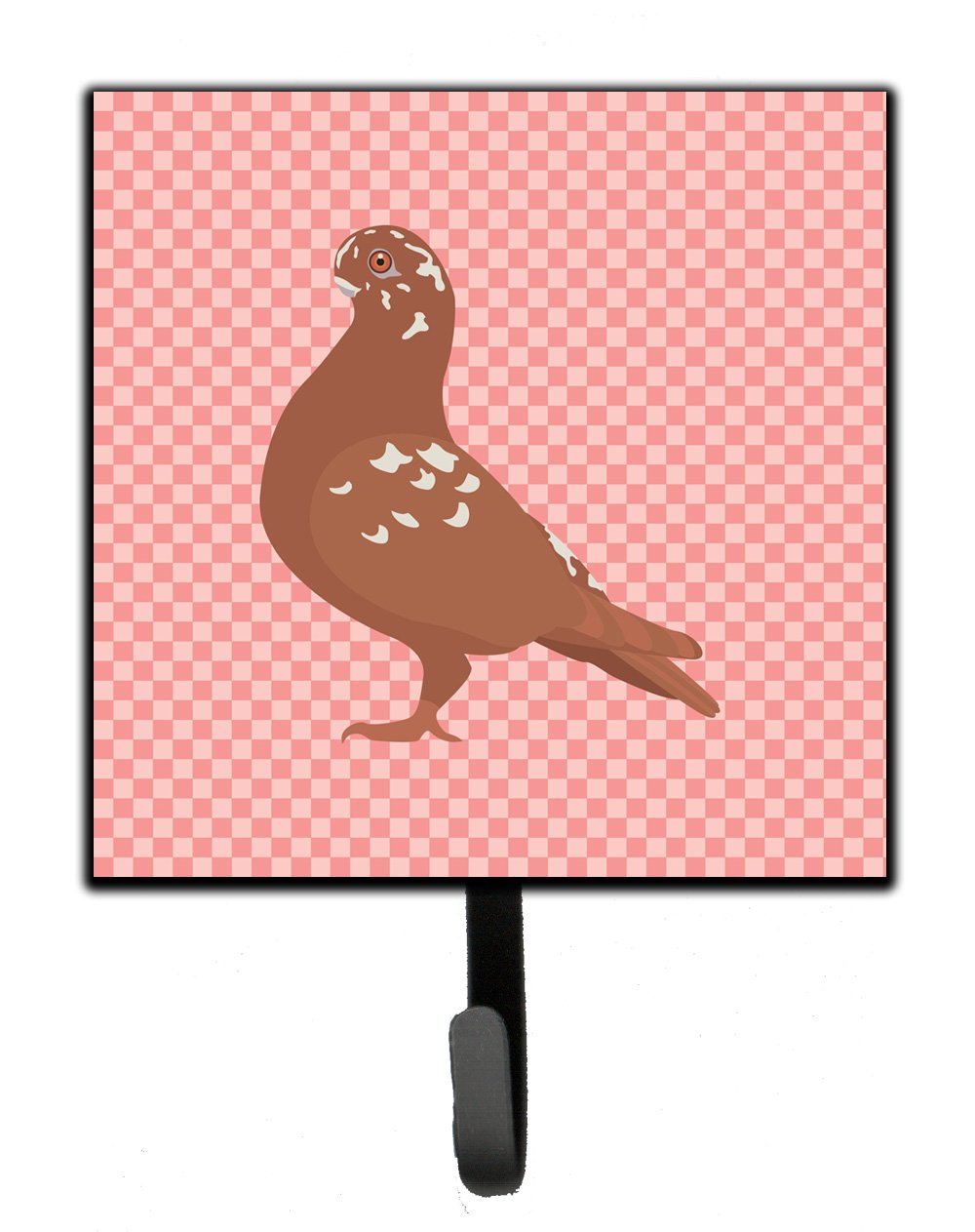 African Owl Pigeon Pink Check Leash or Key Holder Wall Hooks, Key Hooks Holder, Coat Rack Wall Mount, Coat Hooks, Hooks for Hanging Keys, Towels, Aprons, Leashes