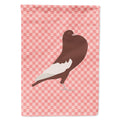 English Pouter Pigeon Pink Check House Flag 28x40 Porch Sleeve Pole Decorative Outside Yard Banner Artwork Wall Hanging, Polyester