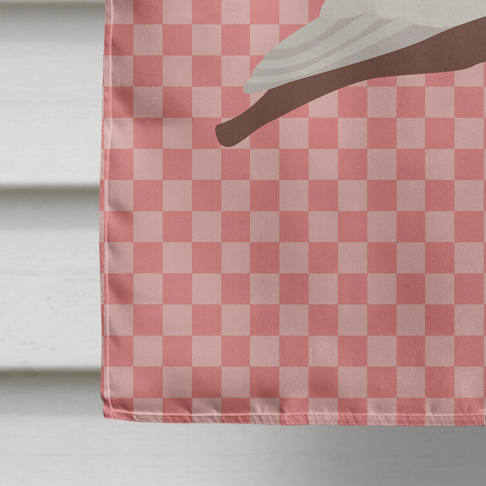 English Pouter Pigeon Pink Check House Flag 28x40 Porch Sleeve Pole Decorative Outside Yard Banner Artwork Wall Hanging, Polyester