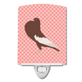 English Pouter Pigeon Pink Check Ceramic Night Light Compact, UL-Certified, Ideal for Bedroom, Bathroom, Nursery, Hallway, Kitchen, 6x4x3, Multicolor