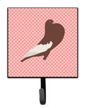 English Pouter Pigeon Pink Check Leash or Key Holder Wall Hooks, Key Hooks Holder, Coat Rack Wall Mount, Coat Hooks, Hooks for Hanging Keys, Towels, Aprons, Leashes