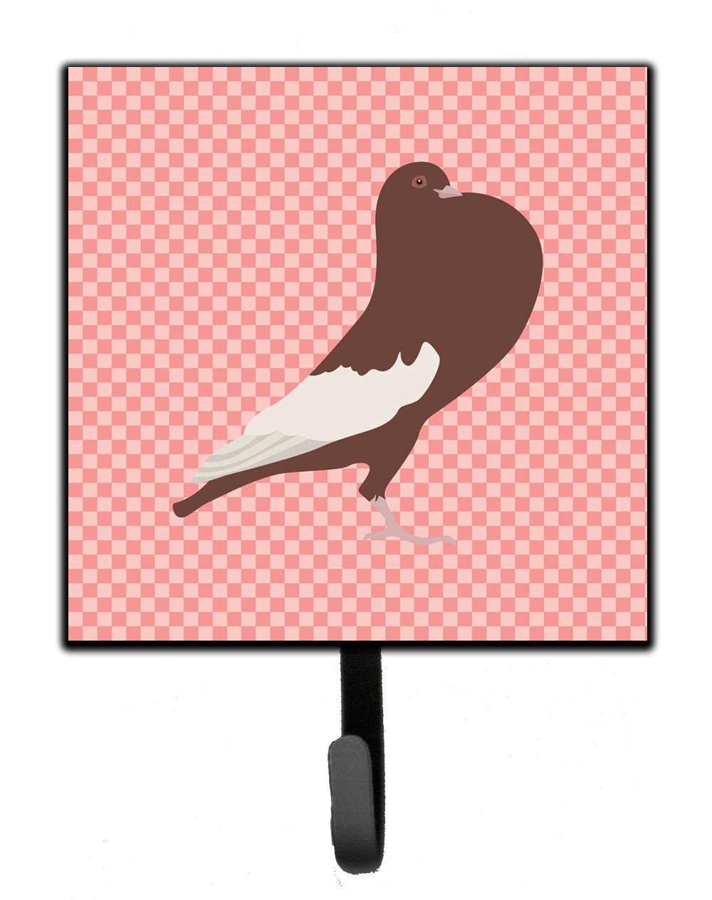 English Pouter Pigeon Pink Check Leash or Key Holder Wall Hooks, Key Hooks Holder, Coat Rack Wall Mount, Coat Hooks, Hooks for Hanging Keys, Towels, Aprons, Leashes