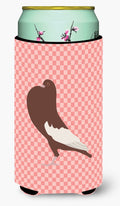 English Pouter Pigeon Pink Check Tall Boy Hugger Can Cooler Sleeve Machine Washable Drink Collapsible Insulator Beverage Insulated Holder