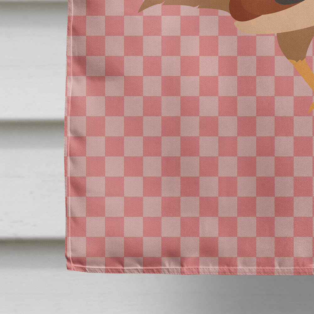 Golden Phoenix Quail Pink Check House Flag 28x40 Porch Sleeve Pole Decorative Outside Yard Banner Artwork Wall Hanging, Polyester