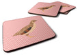 Golden Phoenix Quail Pink Check Foam Coasters Set of 4 Cup Coasters for Indoor Outdoor, Tabletop Protection, Anti Slip, Mouse pad Material