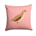 Golden Phoenix Quail Pink Check Decorative Throw Pillow 14x14 Indoor Outdoor Accent Cushion, Fabric Cover with Insert for Sofa, Bed, Porch & Living Room