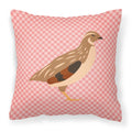 Golden Phoenix Quail Pink Check Decorative Throw Pillow 18x18 Indoor Outdoor Accent Cushion, Fabric Cover with Insert for Sofa, Bed, Porch & Living Room