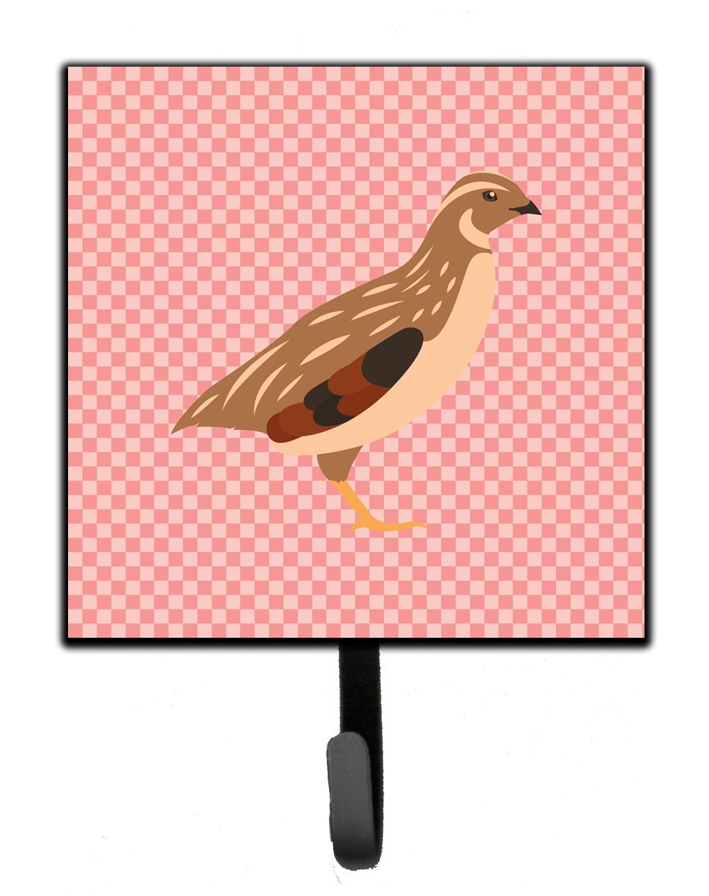 Golden Phoenix Quail Pink Check Leash or Key Holder Wall Hooks, Key Hooks Holder, Coat Rack Wall Mount, Coat Hooks, Hooks for Hanging Keys, Towels, Aprons, Leashes