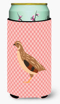 Golden Phoenix Quail Pink Check Tall Boy Hugger Can Cooler Sleeve Machine Washable Drink Collapsible Insulator Beverage Insulated Holder