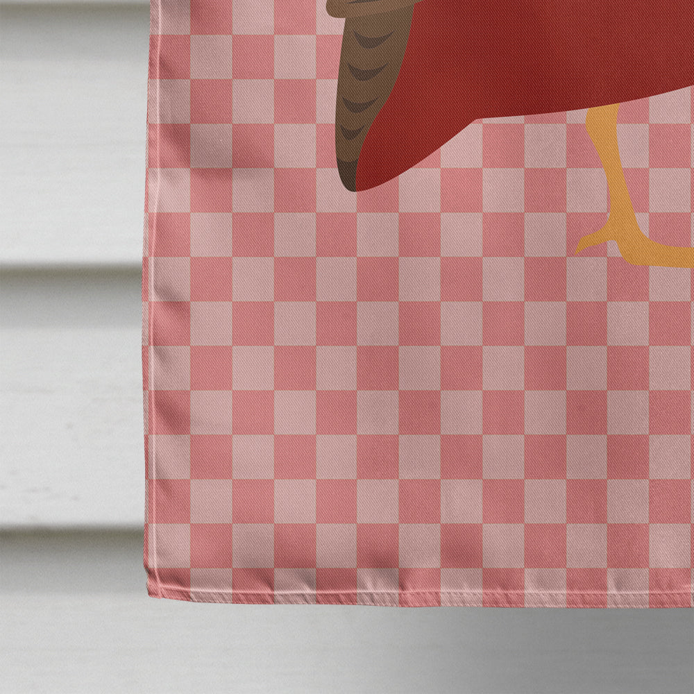 Chinese Painted or King Quail Pink Check House Flag 28x40 Porch Sleeve Pole Decorative Outside Yard Banner Artwork Wall Hanging, Polyester