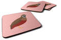 Chinese Painted or King Quail Pink Check Foam Coasters Set of 4 Cup Coasters for Indoor Outdoor, Tabletop Protection, Anti Slip, Mouse pad Material
