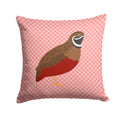 Chinese Painted or King Quail Pink Check Decorative Throw Pillow 14x14 Indoor Outdoor Accent Cushion, Fabric Cover with Insert for Sofa, Bed, Porch & Living Room