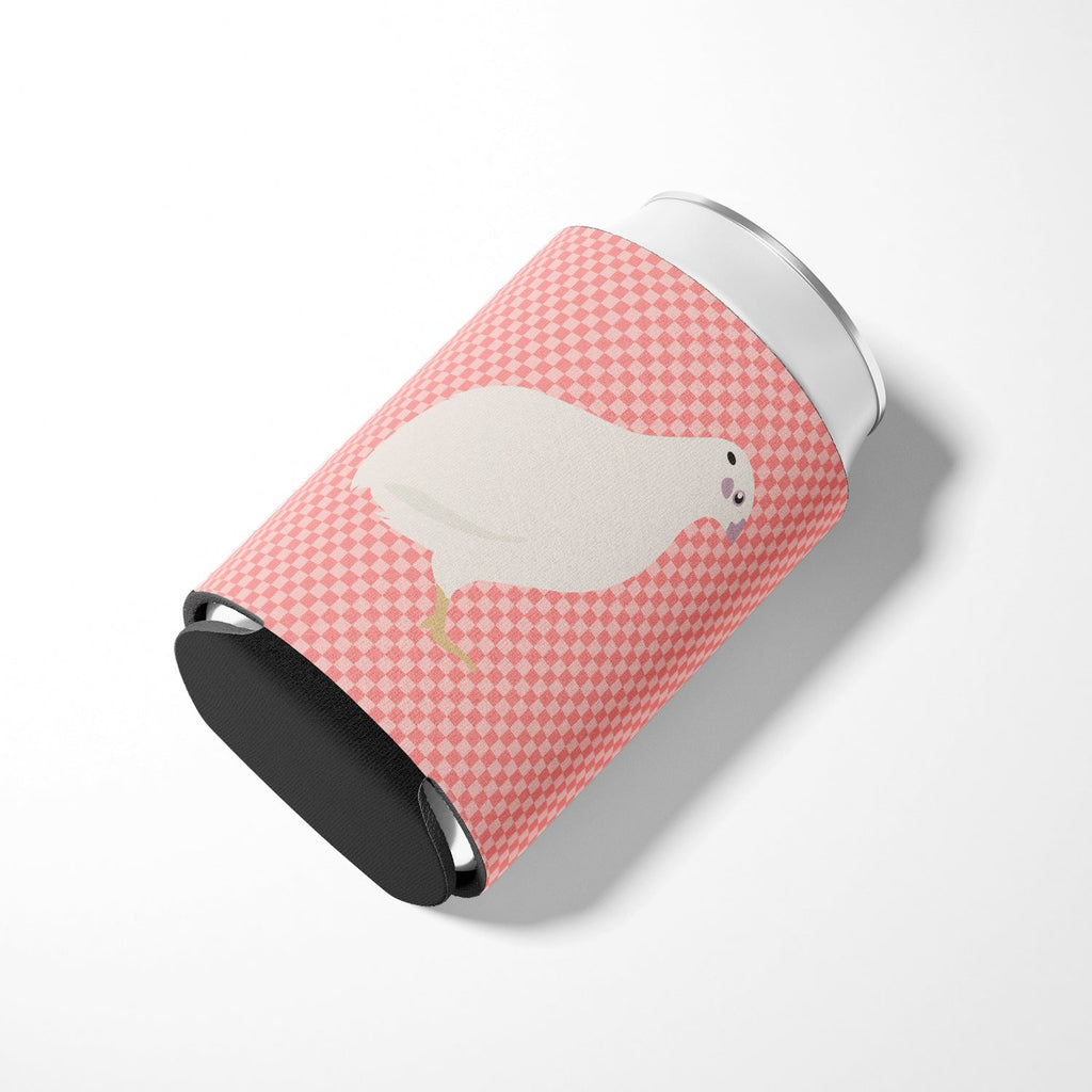 Texas Quail Pink Check Can or Bottle Hugger Cooler Sleeve for Standard 12 oz Cans, Insulated Foam Beer & Soda Can Hugger Reusable