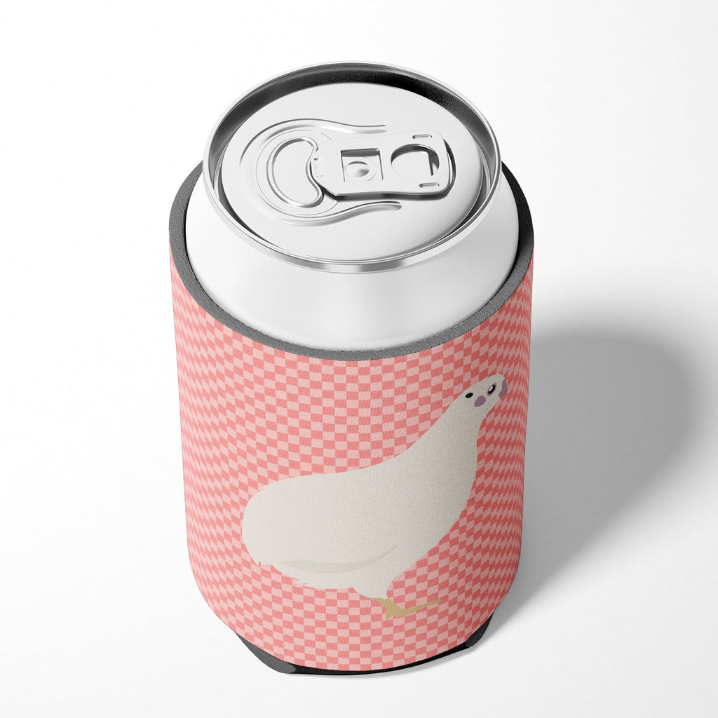 Texas Quail Pink Check Can or Bottle Hugger Cooler Sleeve for Standard 12 oz Cans, Insulated Foam Beer & Soda Can Hugger Reusable