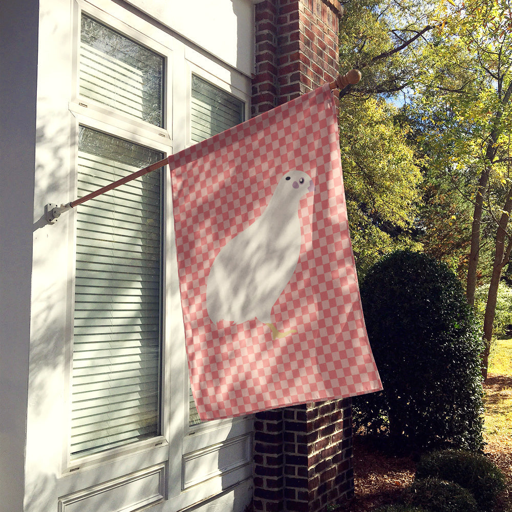 Texas Quail Pink Check House Flag 28x40 Porch Sleeve Pole Decorative Outside Yard Banner Artwork Wall Hanging, Polyester