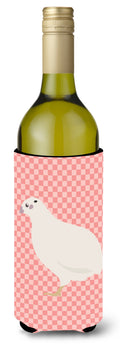 Texas Quail Pink Check Wine Bottle Hugger Gift Sleeve for Standard 750 ml Bottles, Insulated Reusable Also Fits Mini Shot & Pint Bottles