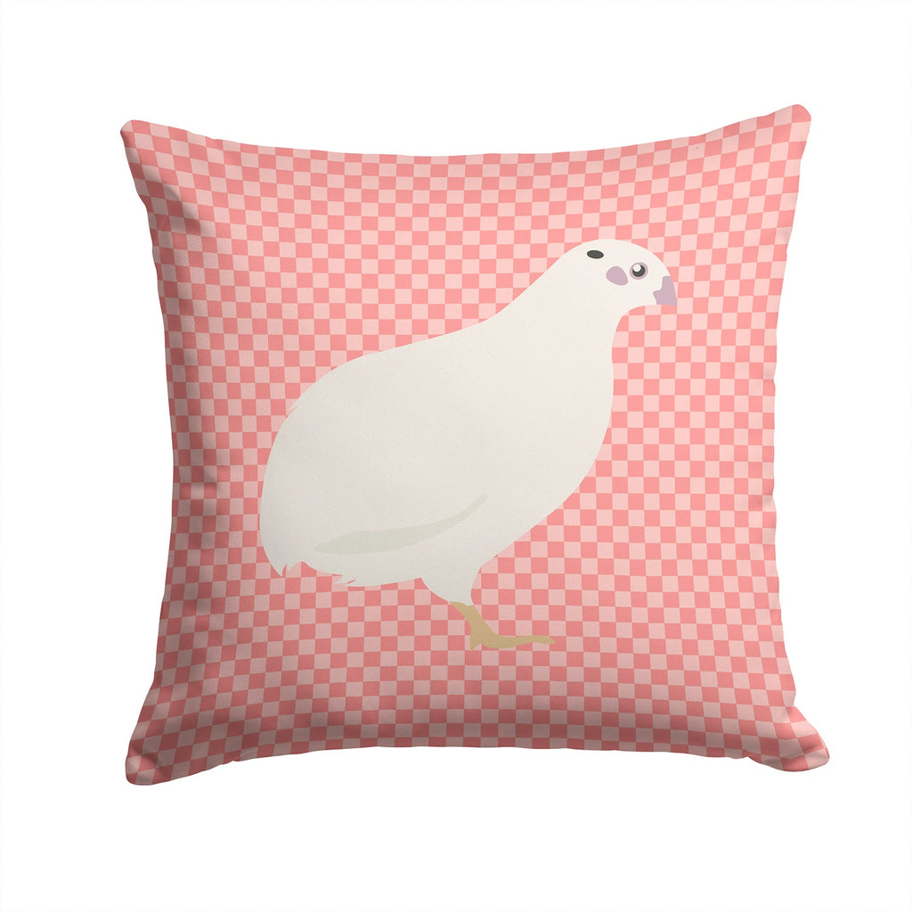 Texas Quail Pink Check Decorative Throw Pillow 14x14 Indoor Outdoor Accent Cushion, Fabric Cover with Insert for Sofa, Bed, Porch & Living Room
