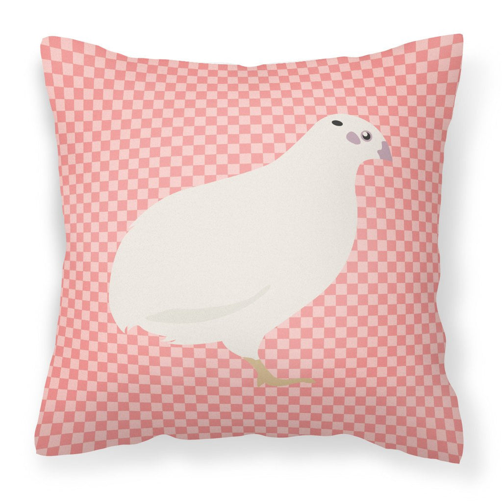 Texas Quail Pink Check Decorative Throw Pillow 18x18 Indoor Outdoor Accent Cushion, Fabric Cover with Insert for Sofa, Bed, Porch & Living Room