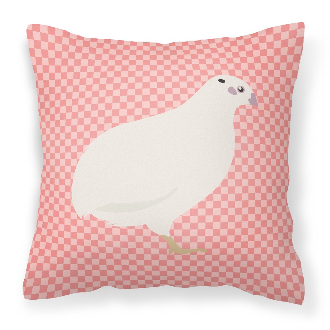Texas Quail Pink Check Decorative Throw Pillow 18x18 Indoor Outdoor Accent Cushion, Fabric Cover with Insert for Sofa, Bed, Porch & Living Room