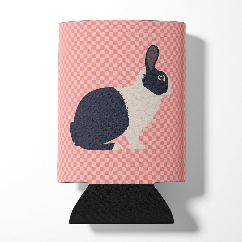 Dutch Rabbit Pink Check Can or Bottle Hugger Cooler Sleeve for Standard 12 oz Cans, Insulated Foam Beer & Soda Can Hugger Reusable