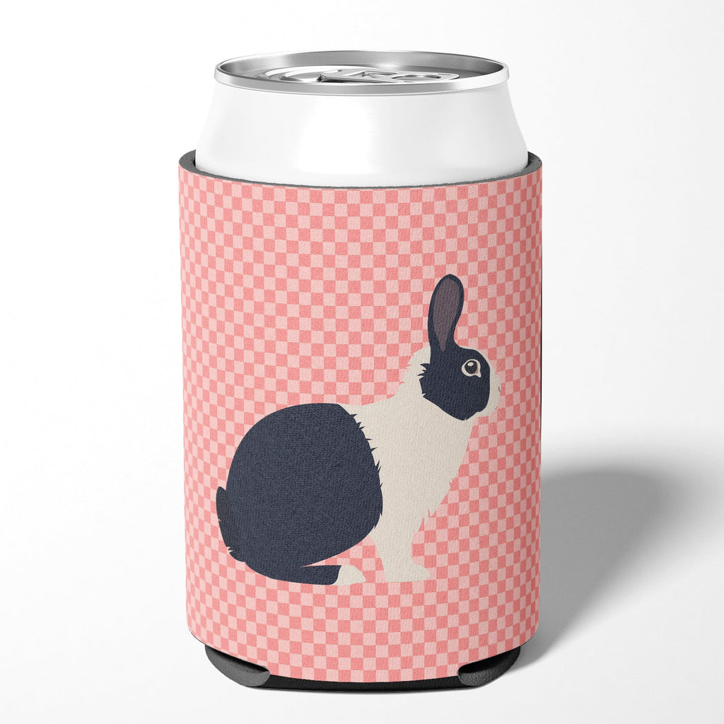Dutch Rabbit Pink Check Can or Bottle Hugger Cooler Sleeve for Standard 12 oz Cans, Insulated Foam Beer & Soda Can Hugger Reusable