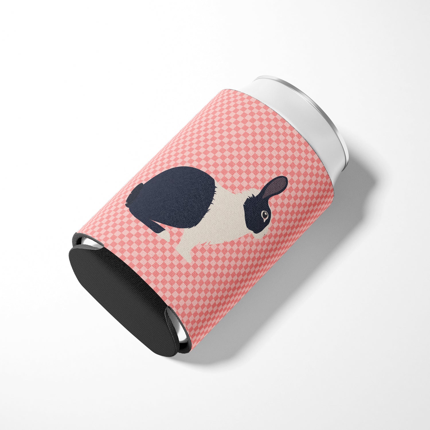 Dutch Rabbit Pink Check Can or Bottle Hugger Cooler Sleeve for Standard 12 oz Cans, Insulated Foam Beer & Soda Can Hugger Reusable