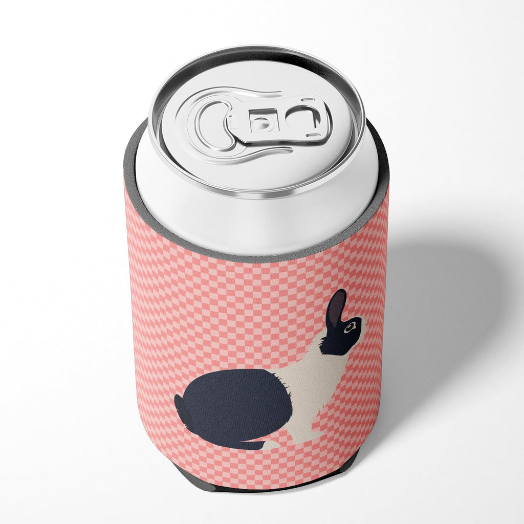 Dutch Rabbit Pink Check Can or Bottle Hugger Cooler Sleeve for Standard 12 oz Cans, Insulated Foam Beer & Soda Can Hugger Reusable